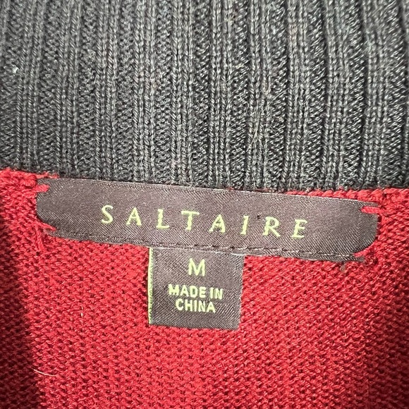 SALTAIRE Men's 1/4 zip Pullover Sweater Deep Maroon Silk/Cashmere Medium - Picture 3 of 8